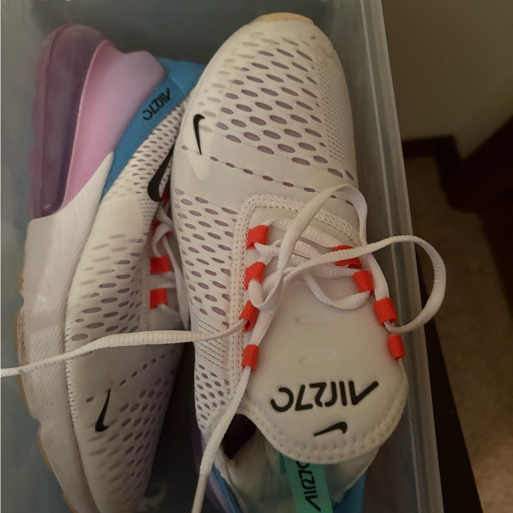 Nike Air Max 270 White with Orange and Purple Accents